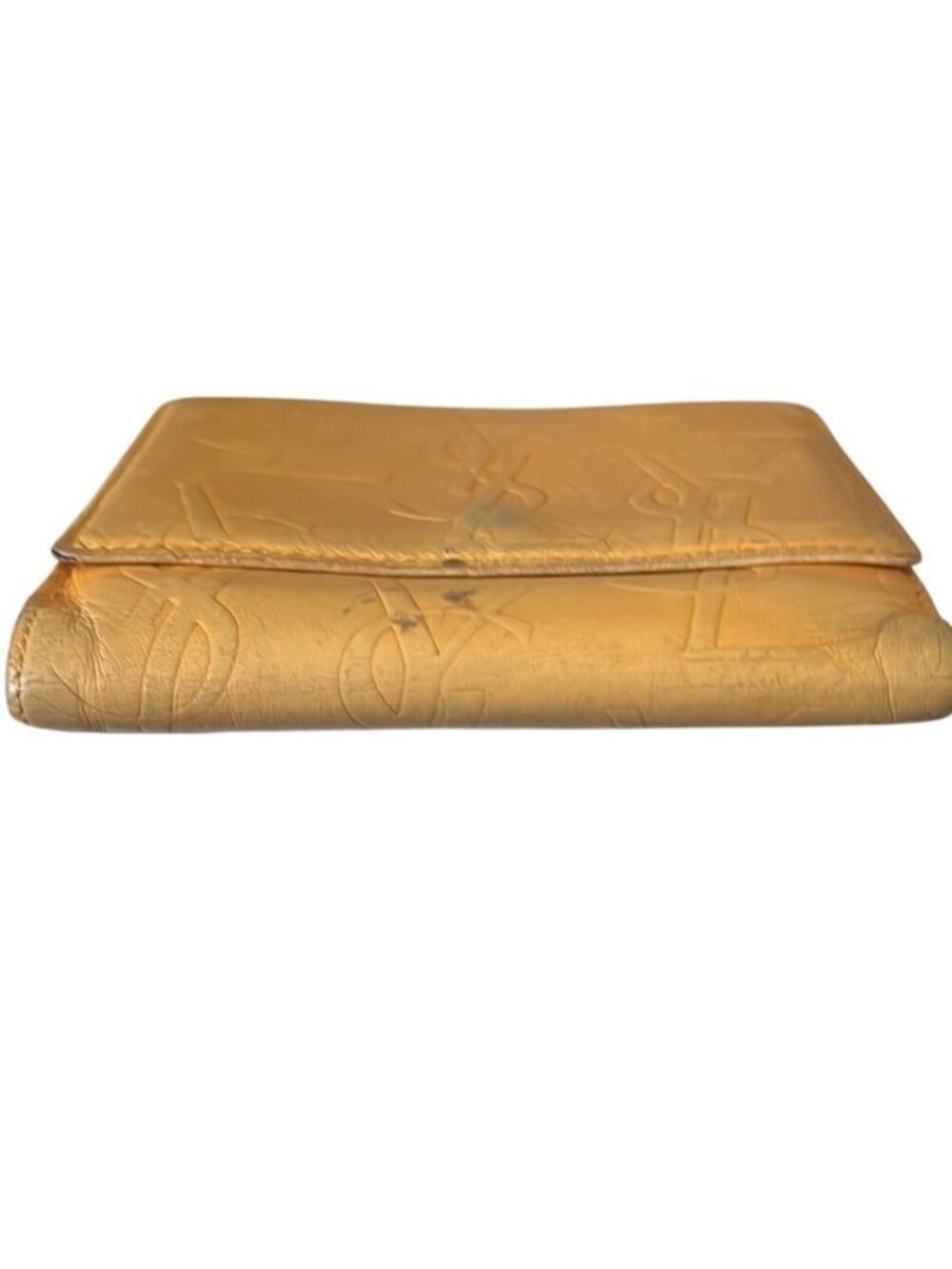 Yves Saint Laurent Yellow Leather Embossed Bifold Wallet - Picture 3 of 12